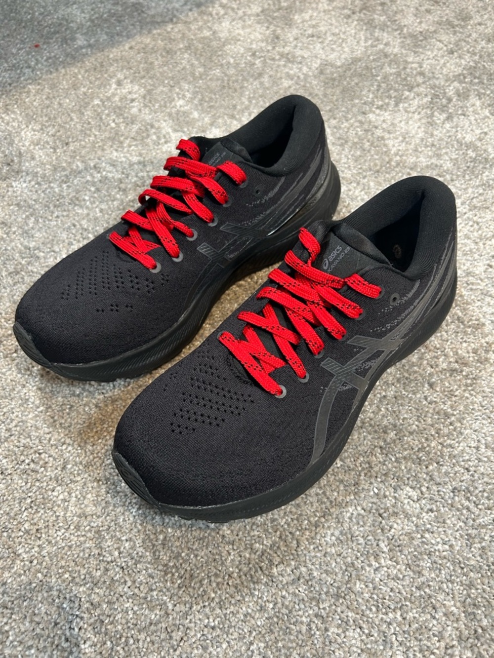 ASICS Black Running Sneakers with Red Laces